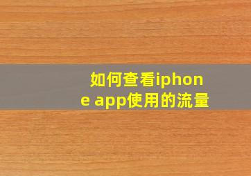 如何查看iphone app使用的流量